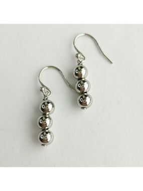 Sterling Silver Ball Bead Dangle Earrings 🆕